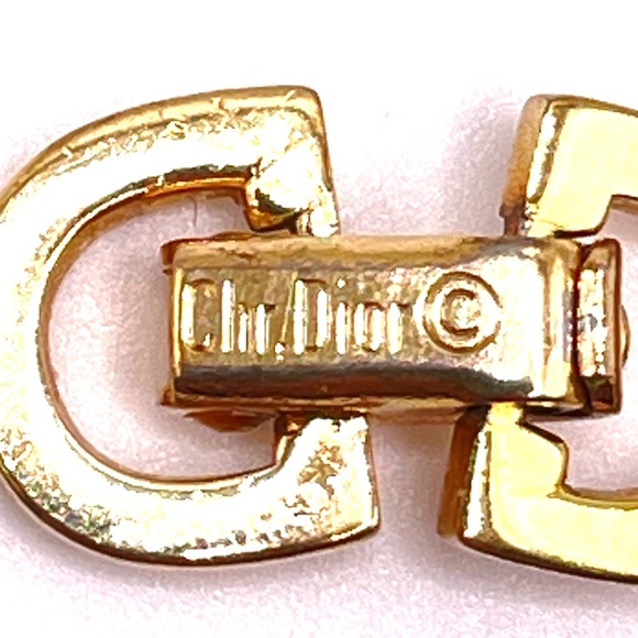 Christian Dior Signed Gold Plate Single Rhinestone Bracelet 7" - Picture 4 of 11